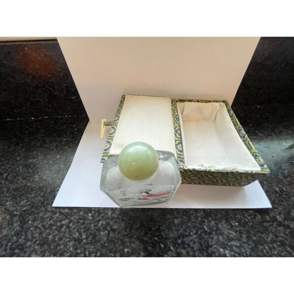 Vtg Double Sided Reverse Glass Painting Chinese Snuff Bottle Glass Signed - Picture 6 of 9